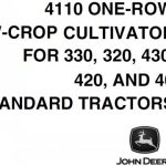 John Deere 4110 One-Row Row-Crop Cultivator for 330 320 430 420 and 40 Standard Tractors Operator’s Manual Instant Download (Publication No.OMN60959)